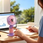 Cute USB Rechargeable Mini Desktop Fan with Stand for Office & Home - Image 3
