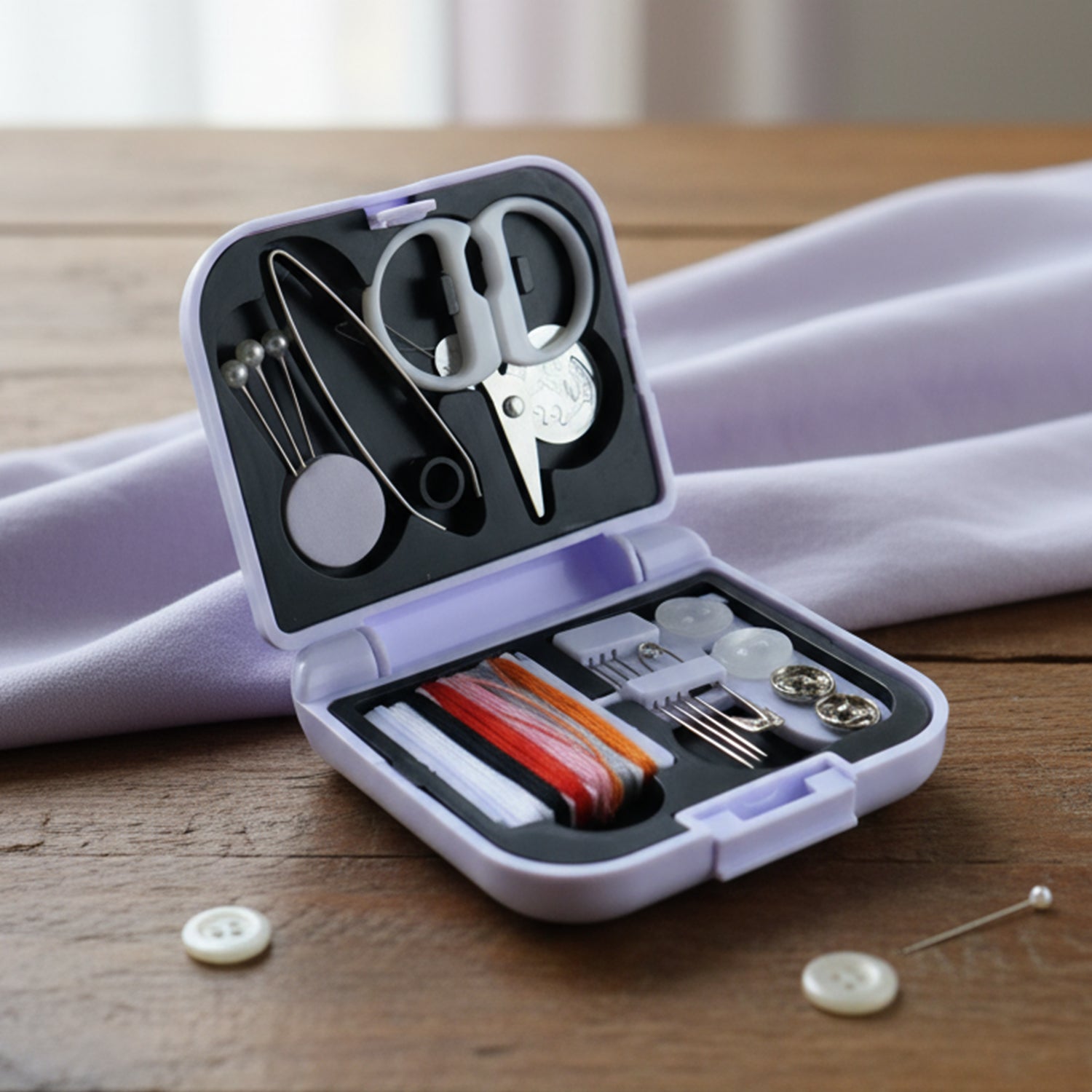 Compact Portable Sewing Kit with Threads and Needles