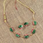 Traditional Green & Lotus Motif Jewellery Set - Image 3