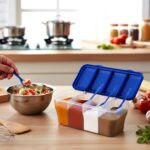 Kitchen Airtight 4-Section Storage Container / Pickle Jar 4 Spoons (1 Pc / Mix Color) - Image 3