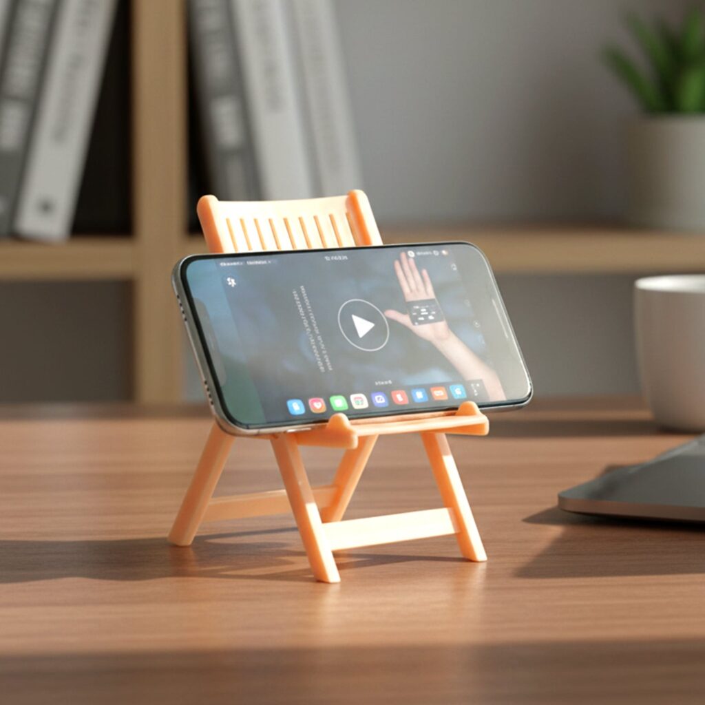 Mini Chair Shape Mobile Stand Holder in Peach Color