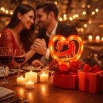 Heart Love Decorative Showpiece with Golden Rose Flower Gift Set (2 Pc) - Image 4