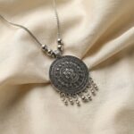 Oxidised Silver Finish Traditional Pendant Necklace – Mix Design (1 Pc) - Image 7