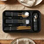 Premium Stainless Steel Kitchen Plastic Handle Cutlery Set With Tray (24 Pc Set) - Image 5