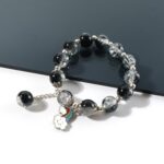 Elegant Black & Crystal Beaded Charm Bracelet - Image 4