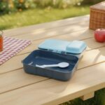 3 Compartment Snacky Lunch Box Set With 2 In 1 Spoon (1 Set) - Image 5