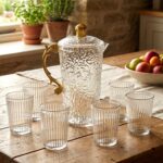 Elegant Textured Glass Water Jug with 6 glasses Set (1 Set) - Image 4