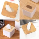 Tissue Box Desktop Stand Bamboo Tissue Cover Box Rectangular Paper Towel Holder Removable Tissue Dispenser for Bathroom Vanity Countertop Bedroom Car Holder Paper Towels Dispenser (1 Pc ) - Image 6