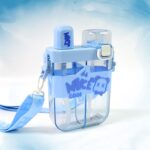 2in1 Dual Compartment Water Bottle with Straw & Adjustable Shoulder Straps (1 Pc/Multi color) - Image 11