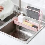 Kitchen Sink Organizer Rack with Towel Holder & Drain Tray (1 Pc) - Image 5