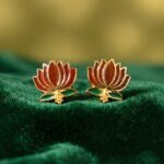 Traditional Lotus Design Necklace with Stud Earrings Set (1 Set) - Image 3