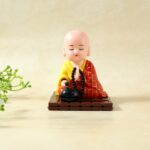 Red Solar Powered Sitting Buddha Statue (1 Pc / Medium) - Image 4