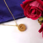 Traditional Gold-Tone Round Jhumka Pendant Chain Necklace (1 Pc) - Image 5