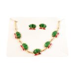 Traditional Green & Lotus Motif Jewellery Set - Image 5