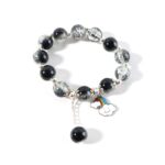 Elegant Black & Crystal Beaded Charm Bracelet - Image 5