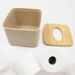 Tissue Box Desktop Stand Bamboo Tissue Cover Box Rectangular Paper Towel Holder Removable Tissue Dispenser for Bathroom Vanity Countertop Bedroom Car Holder Paper Towels Dispenser (1 Pc ) - Image 7