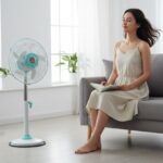 12V DC Hybrid Pedestal Table Fan with Plug and Play IEC C13 Power Cable - Image 3