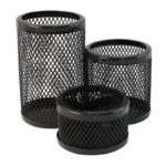 Khyati Trio Metal Mesh Pen Stand – 3-in-1 Round Desk Organizer Set - Image 6