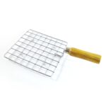 Kitchen Square Stainless Steel Roaster Jali, Barbecue Grill with Wooden Handle - Image 10