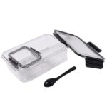Plastic Kitchen Storage Container Big 800 ML & Small 250 ML Air Seal Lock Lid & Spoon - Image 5