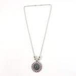 Oxidized Silver Finish Traditional Round Mandala Pendant Necklace (1 pC) - Image 6