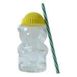 Cute Glass Bear Shape Kids Drinking Cup Bottle with Straw (1 Pc, 350 ML) - Image 4