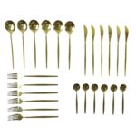 Premium Gold Finish Stainless Steel Cutlery Set with Luxury Gift Box (24 Pc Set) - Image 5