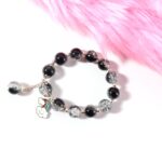 Elegant Black & Crystal Beaded Charm Bracelet - Image 6