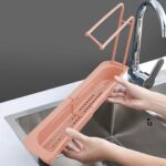 Kitchen Sink Organizer Rack with Towel Holder & Drain Tray (1 Pc) - Image 7