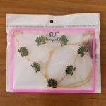 Traditional Green Lotus Design Necklace with Stud Earrings Set(1 Set) - Image 7