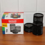 Khyati Trio Metal Mesh Pen Stand – 3-in-1 Round Desk Organizer Set - Image 7