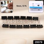 Black Metal Binder Clips (15 MM, 12 Pieces Set) - Image 2