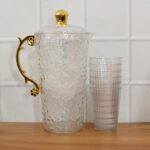 Elegant Textured Glass Water Jug with 6 glasses Set (1 Set) - Image 8