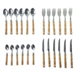 Stainless Steel Cutlery Set with Wooden Finish Handle (24 Pc Set) - Image 4