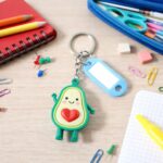 Cute Avocado Cartoon Keychain with Name Tag Holder (1 Pc) - Image 3