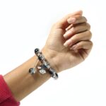 Elegant Black & Crystal Beaded Charm Bracelet - Image 7