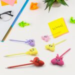 Cute Cartoon Shape & Heart Design Facy Writting Pen Attached Rattle | Ball Pen Smooth Writing For Wedding , Events & Multiuse Pen  Best Pen l Use for Kids (12 Pcs Set Mix Design & Color) - Image 8