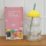 Cute Glass Bear Shape Kids Drinking Cup Bottle with Straw (1 Pc, 350 ML) - Image 9