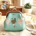 Cute Cartoon Cat Printed Mini Coin Purse Keychain (1 Pc) - Image 3