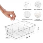 Plastic Refrigerator Organizer Bins, 1 Stackable Fridge Organizers with Handle, Clear Organizing Food Fruit Vegetables Pantry Storage Bins for Freezer kitchen Cabinet Organization and Storage (1 Pc Mix Color) - Image 3