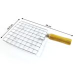 Kitchen Square Stainless Steel Roaster Jali, Barbecue Grill with Wooden Handle - Image 9