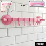 Multipurpose Wall-Mounted Plastic Hanging Rack (6 Hook, 1 Pc) - Image 2
