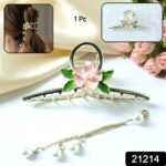 Elegant Floral Pearl Chain Hair Claw Clip (1 Pc) - Image 2