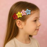 Metal Printed Star Shape Hair Clips (10 Pcs Set) - Image 4