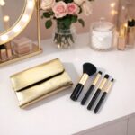 4 in 1 Portable Makeup Brush Set with Storage Pouch - Image 4