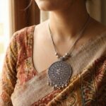 Oxidised Silver Finish Traditional Pendant Necklace – Mix Design (1 Pc) - Image 4