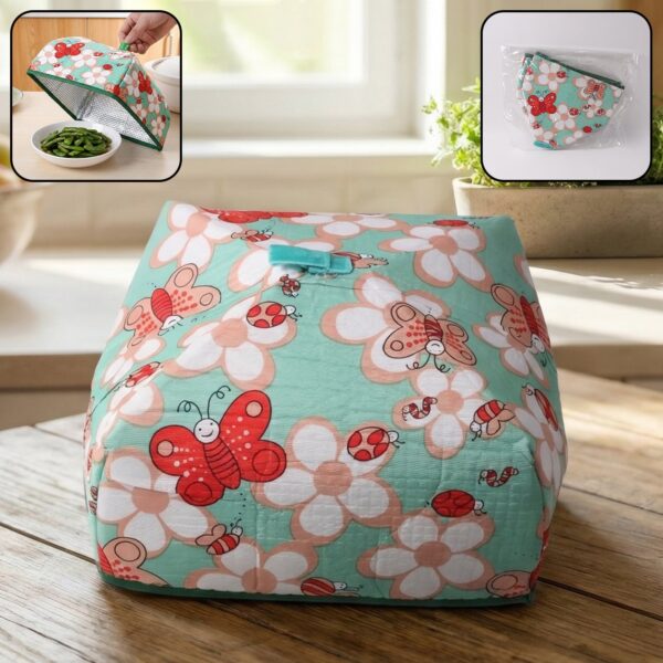 Foldable Food Cover with Butterfly and Floral Print