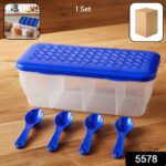 Kitchen Airtight 4-Section Storage Container / Pickle Jar 4 Spoons (1 Pc / Mix Color) - Image 2