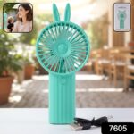 Cute Bunny Ear Design Portable USB Rechargeable Mini Handheld Fan (1 Pc) - Image 2