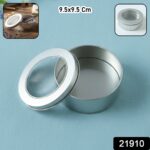 Round Metal Storage Tin Box with Transparent Window Lid (1 Pc, 9.5 x 9.5 Cm) - Image 2